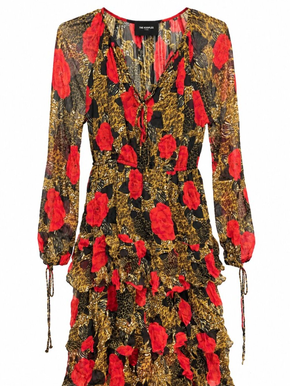Kooples Floral & Animal Print Ruffle Mini Dress